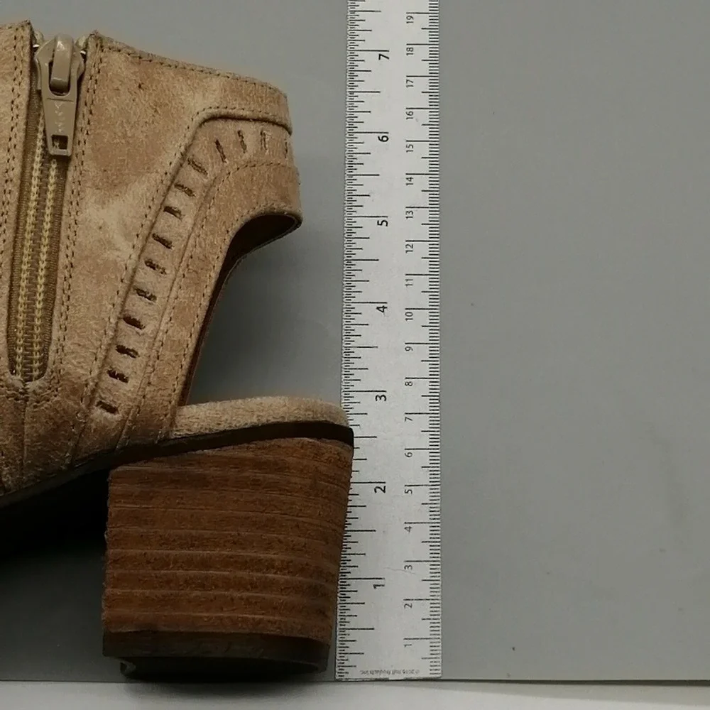 Not Rated Shoes‎ Womens Vienna Ankle Boot Sandal Cream Side Zip Block Heel 6 NEW